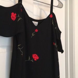 Black dress with red roses